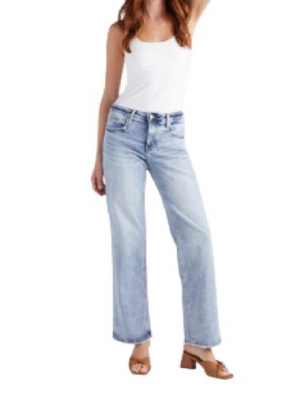 Lovervet High-Rise Wide-Leg Distressed Denim Jeans-NWT